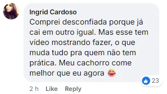 Comentário da Ingrid no Facebook