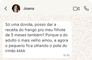 Pergunta da Joana no WhatsApp