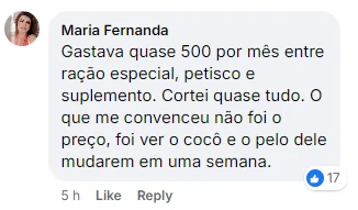 Comentário da Maria Fernanda no Facebook