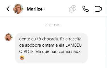 Mensagem da Marlize no Instagram